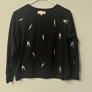 philosophy crewneck sweater champagne toast black embroidered rhinestone bubbles